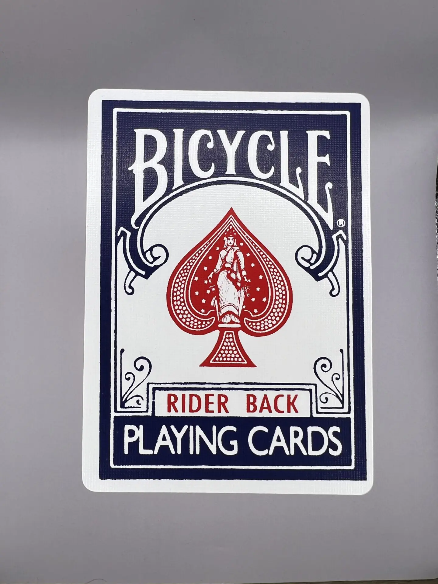 Bicycle Rider Back Blue Front gaff card printed on Bicycle stock (Red Back)